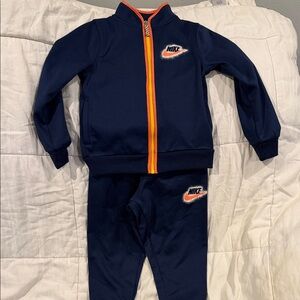 Nike Dark Blue Tracksuit with Bright Orange Trim